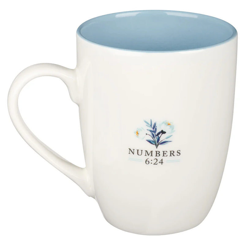 Mug The Lord Bless You And Keep You Ceramic With Light Blue Interior