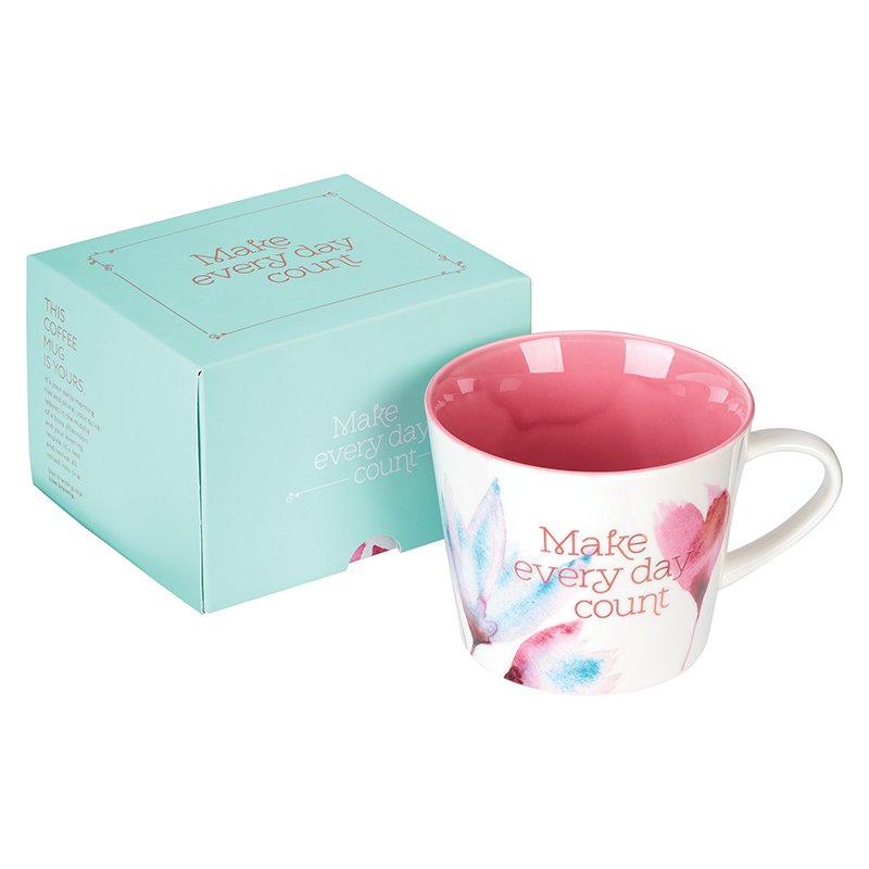 Mug Make Every Day Count (Pink Petals, Ceramic)