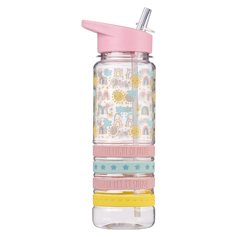 Light Of Mine Plastic Water Bottle With Pastel Silicon Wrist Straps