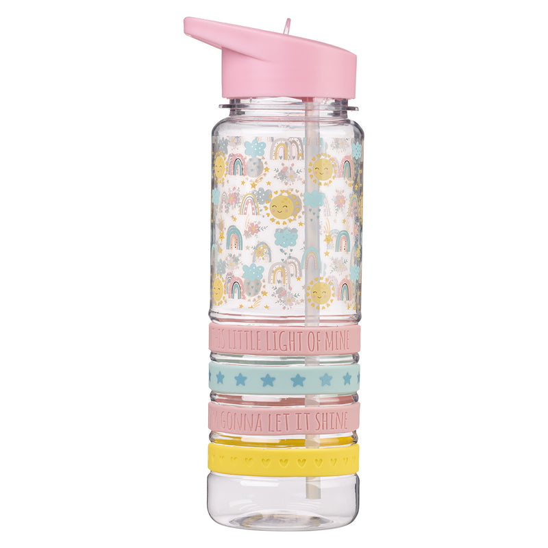 Light Of Mine Plastic Water Bottle With Pastel Silicon Wrist Straps