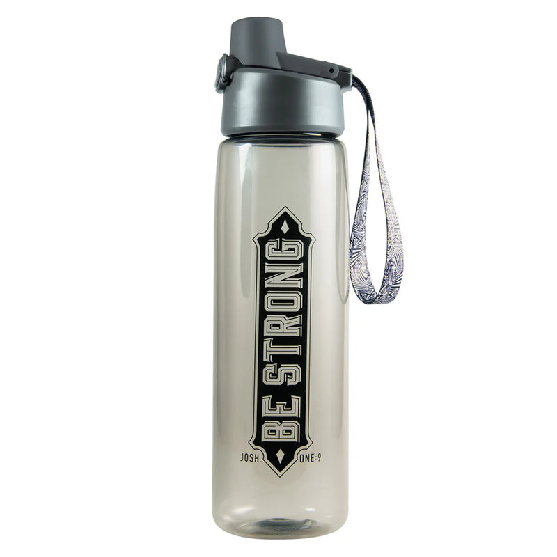 Be Strong Black Plastic Water Bottle - Joshua 1:9