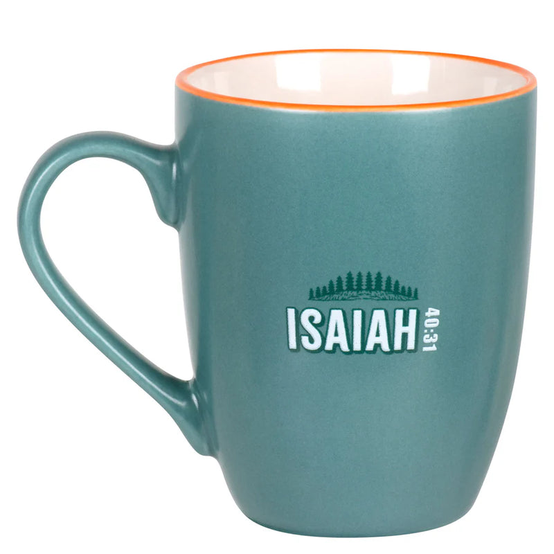 Mug Those Who Hope in the Lord Will Renew Their Strength Teal Ceramic