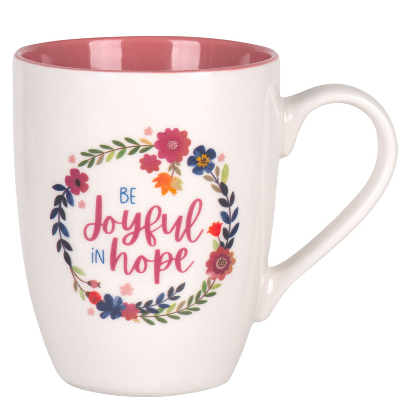 Mug Be Joyful in Hope Pink Interior Ceramic