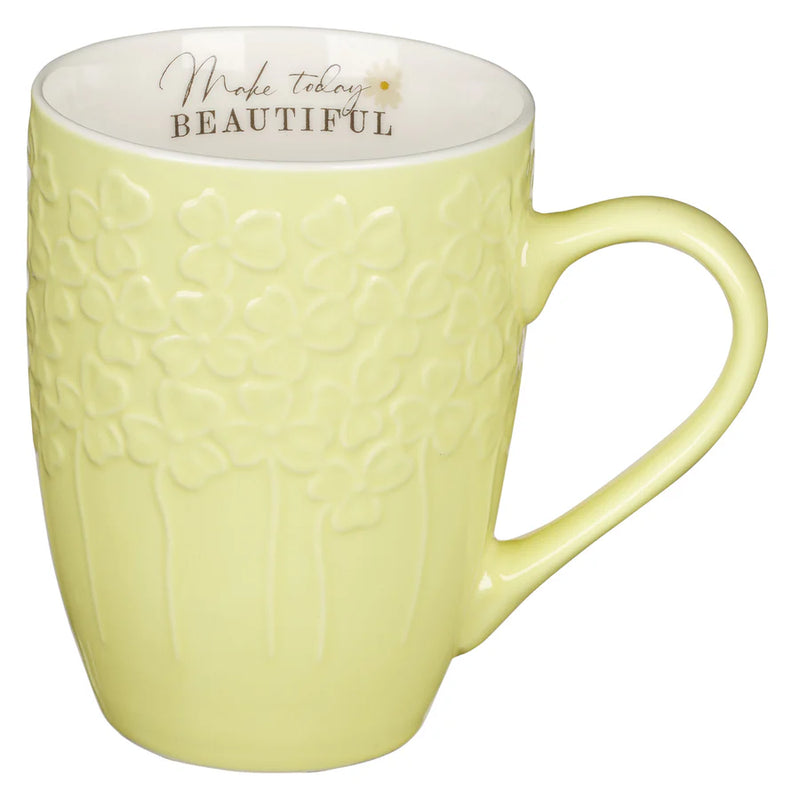 Mug Make Today Beautiful Yellow Ceramic