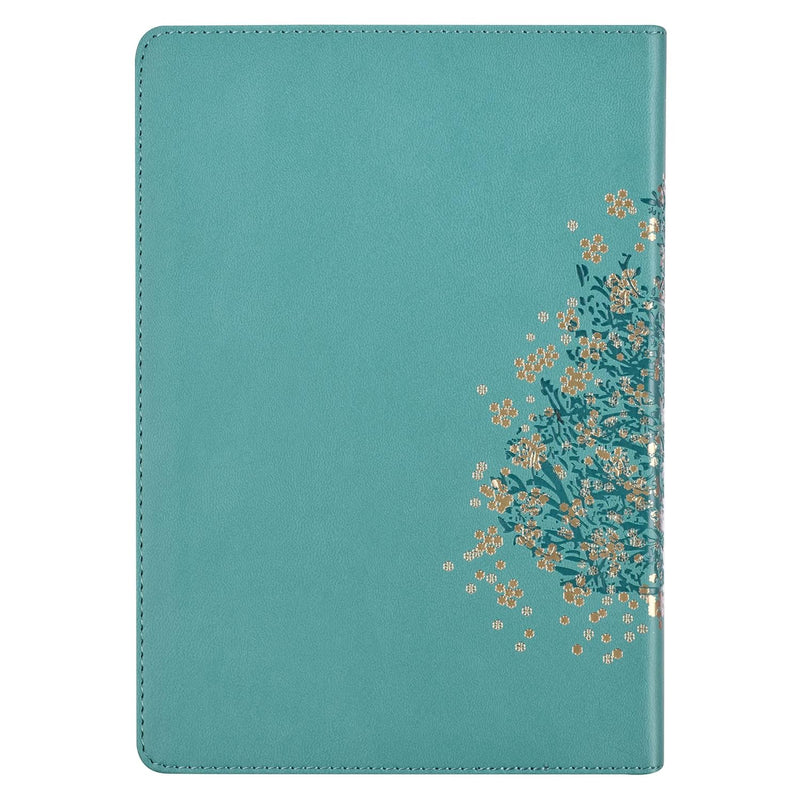 Classic Journal Be Still And Know Psalm 46:10 Floral Inspirational Scripture Notebook, Ribbon Marker, Teal/Gold