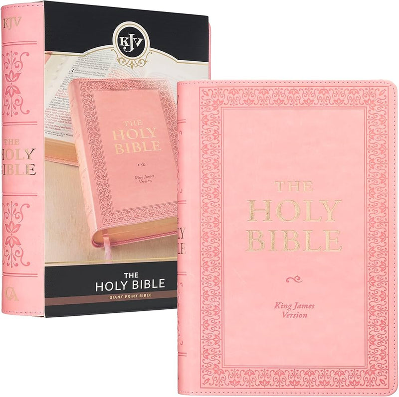 KJV Holy Bible, Giant Print Standard Size Faux Leather Red Letter Edition - Ribbon Marker, King James Version, Sunrise Pink (KJV Standard GP Editions)