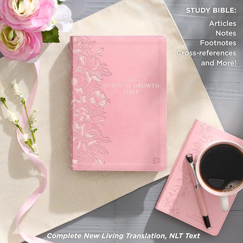 NLT Spiritual Growth Bible, Study Bible - New Living Translation Holy Bible, Leather, Pink (NLT Spiritual Growth Editions)