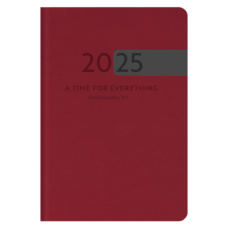 2025 Diary - Chronos Daily Planner - A Time for Everything Red - Faux Leather