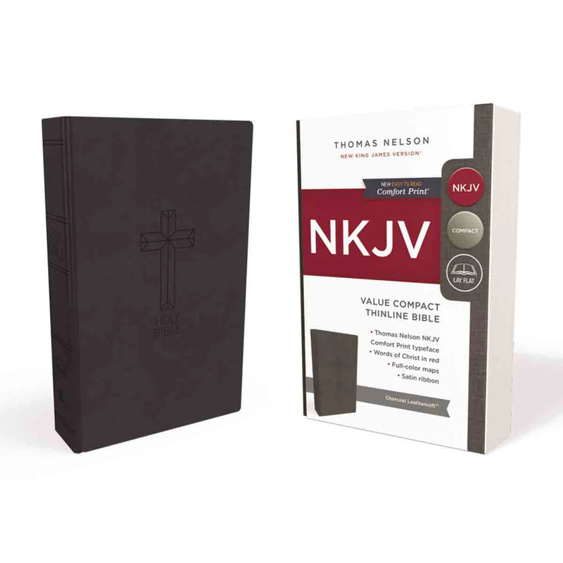 NKJV, Value Thinline Bible, Charcoal Leathersoft, Red Letter, Comfort Print: New King James Version