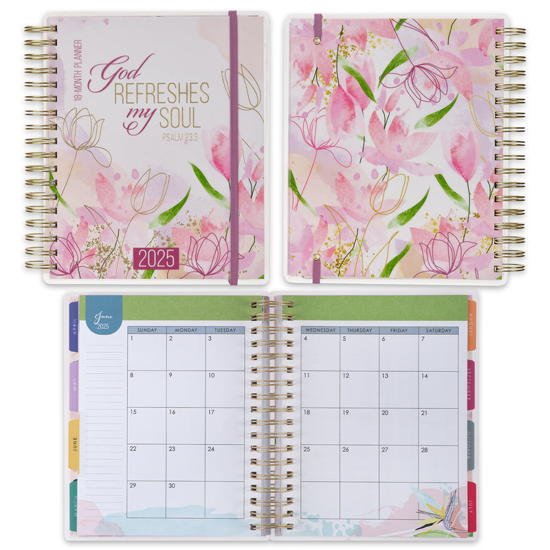 18-MONTH PLANNER 2025 God Refreshes My Soul - Wirebound