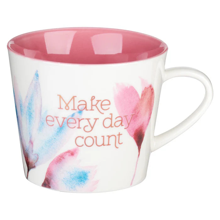 Mug Make Every Day Count (Pink Petals, Ceramic)