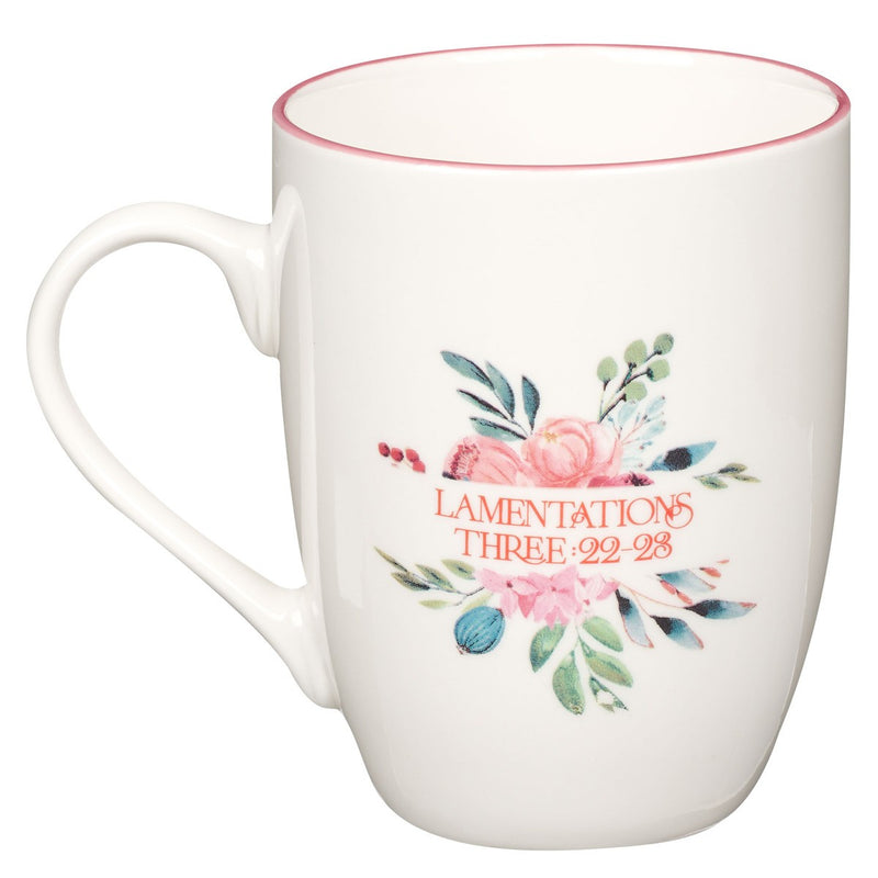 Mug Pink Floral Mercies are New Lam 3:22-23